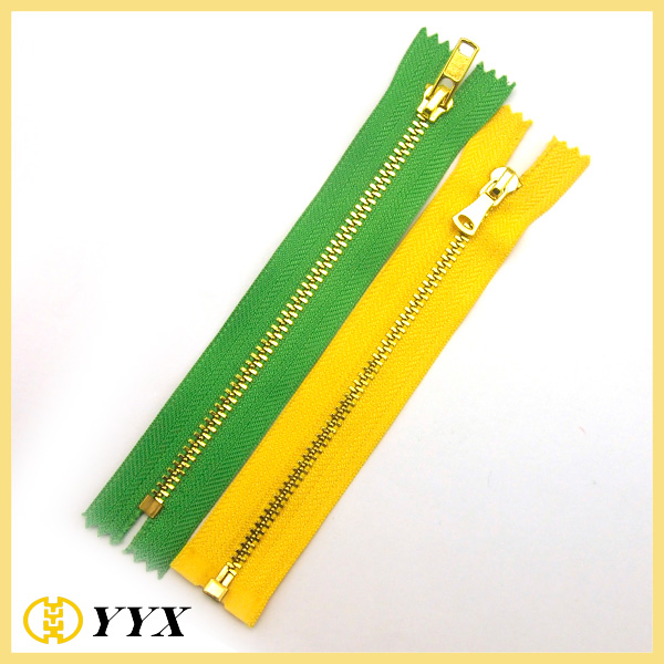 Customized zinc alloy pull gold plating brass 5# metal zippers