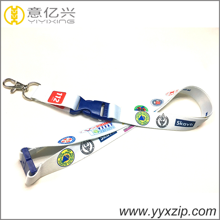 Factories keychain nylon heat press double sided logo lanyard