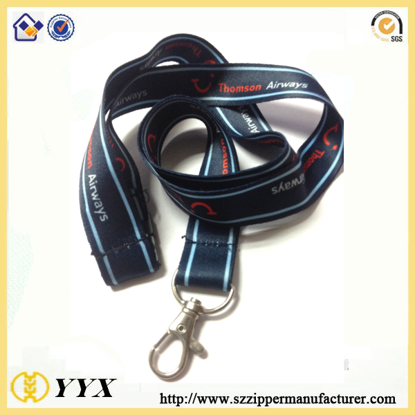 Length adjuster lanyards metal shiny hook lanyard with card brands