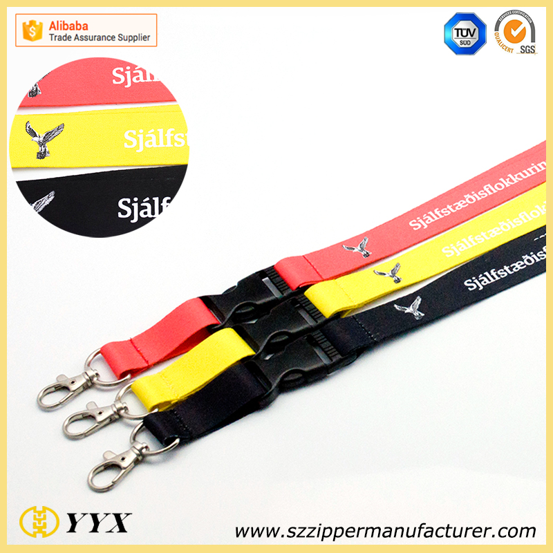 Heavy-duty heat imprint fashion promotion plastic buckle neck lanyard