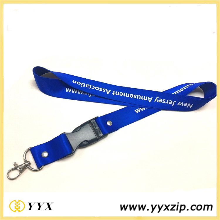 Printed detachable buckle polyester flat phone lanyard