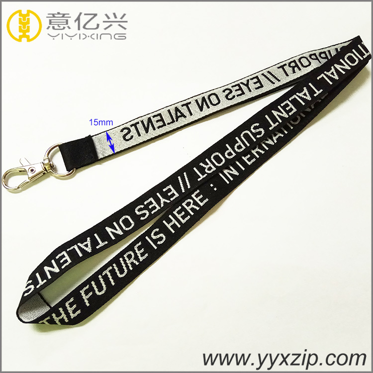 Kids jacquard custom logo coil wholesale black woven thin lanyard