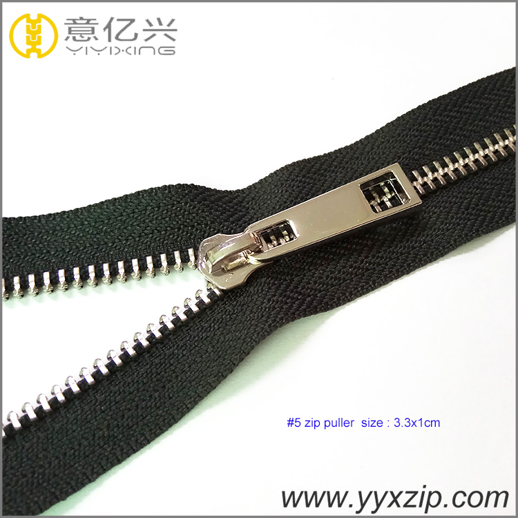 custom fashion promotional silver plated zipper sliver metal separating zipper f