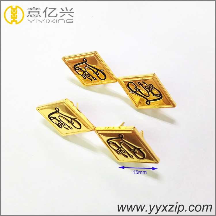 High Quality Rectangle Shiny Gold Engraved Brand Small Metal Logo
