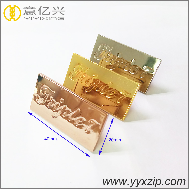 different design free sample metal label custom brand logo metal tag patches