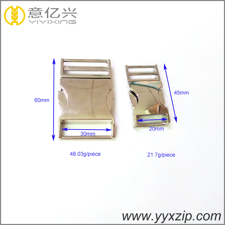 custom side zinc alloy release buckle 30mm 20mm metal handbag hardware insert bu