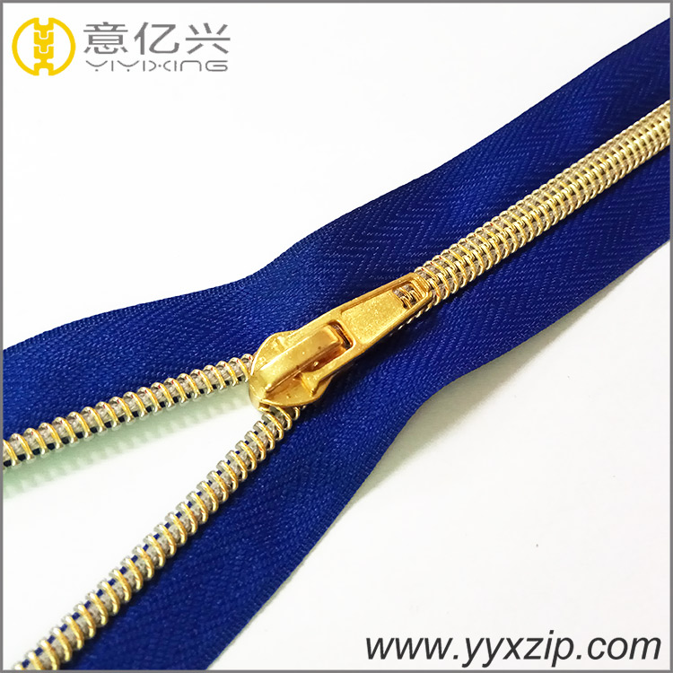 Custom bag parts gold nylon zipper,#5 non-ferrous drawstring bag with zipper