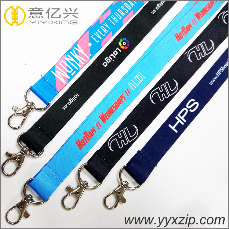 customized polyester sublimation necklace adjustable cord lanyards