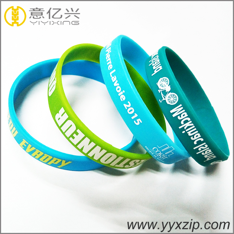 custom silk print debossed embossed rubber silicone bracelet with logo