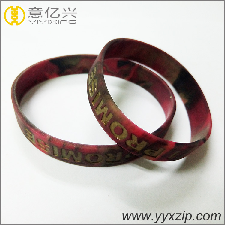 Fashional Style Logo Printed Epoxy Colors Mixed Silicone Bracelet