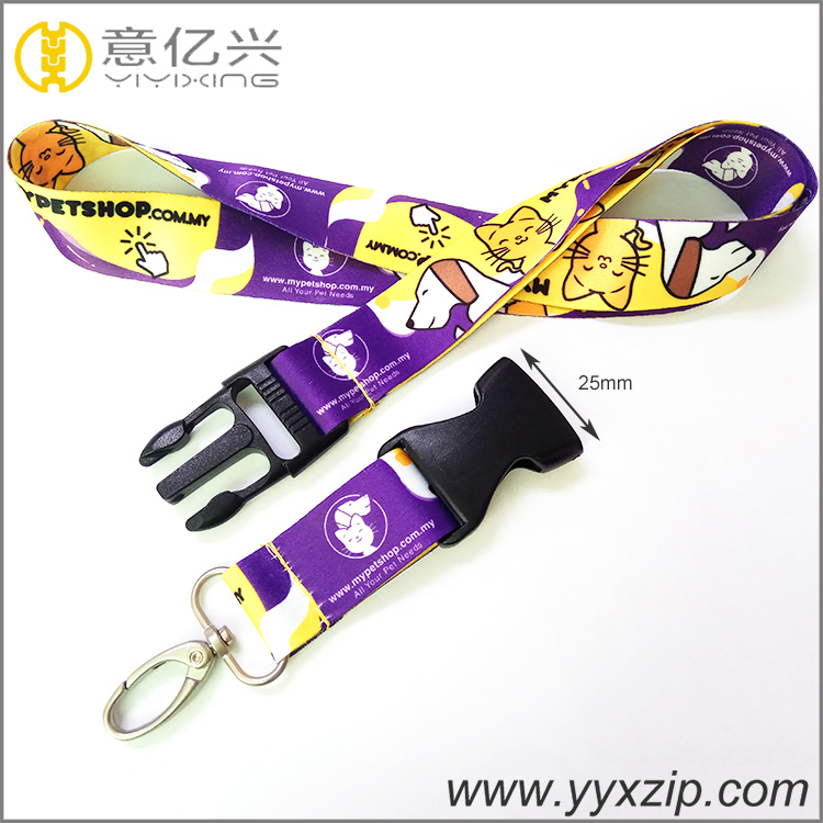 Custom full logo print polyester detachable buckle lanyards