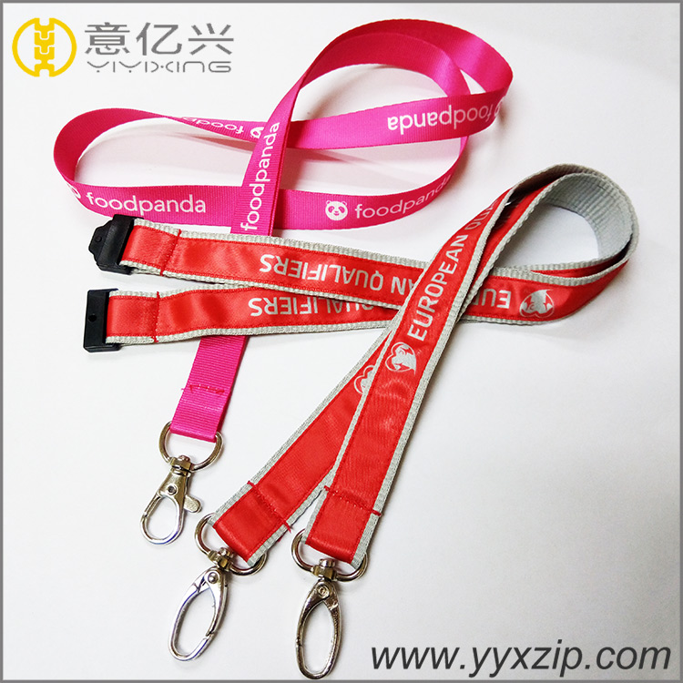 Silk screen metal hook nylon lanyards with logo custom