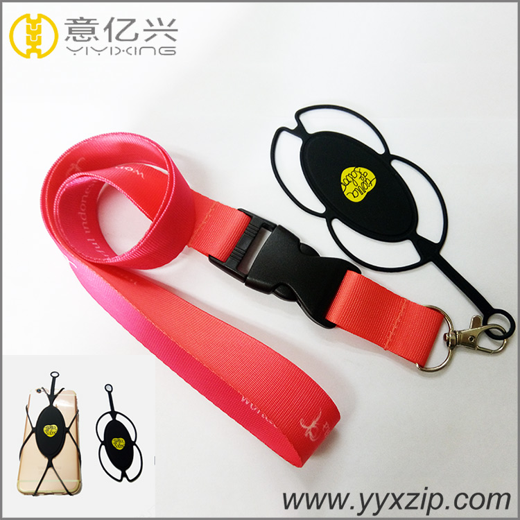 custom logo strap silicone cell phone neck lanyard