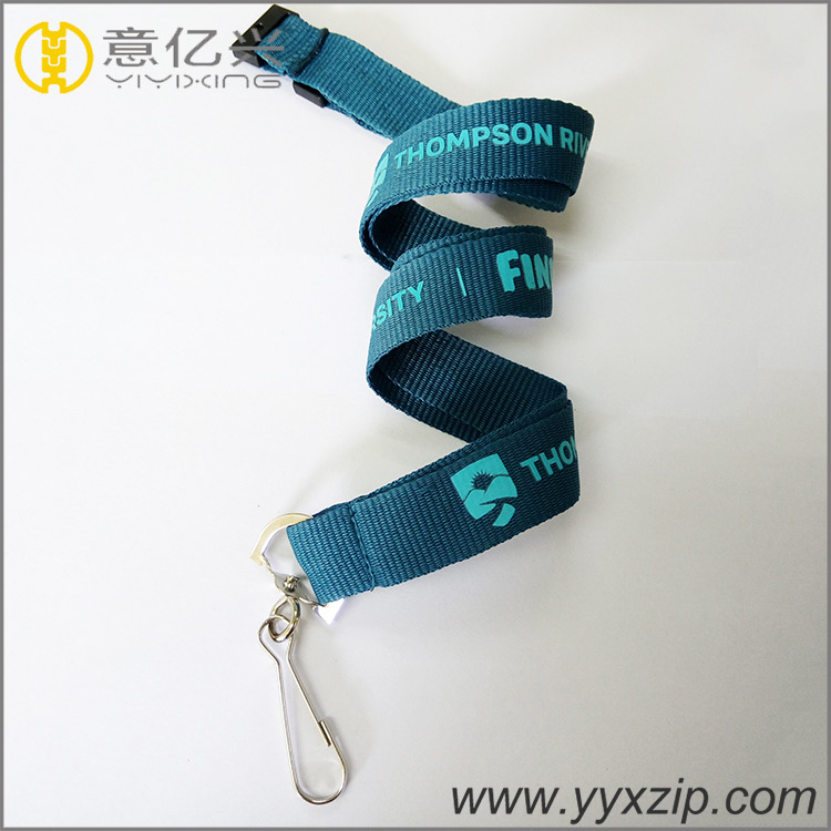 Custom sample free printed logo lanyard polyester neck metal carbine hook lanyar