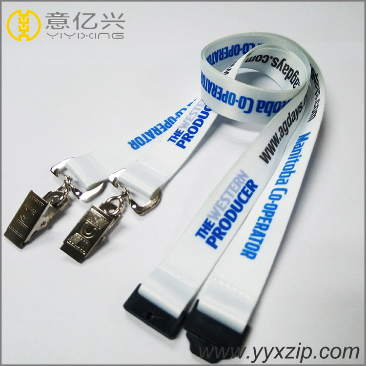 Single webbing custom metal clip hook lanyards custom logo bottom price custom v