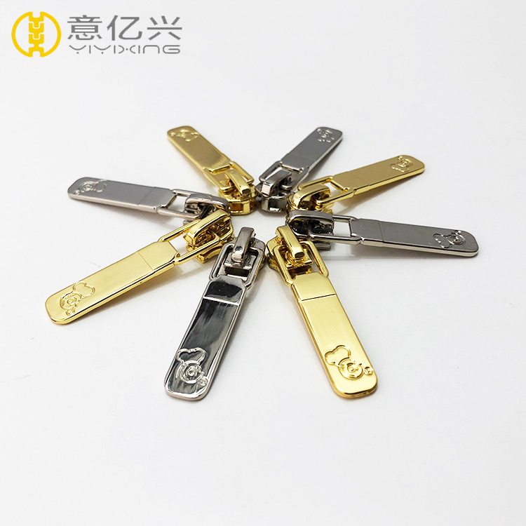 High quality silver metal zipper slider/ custom design gold zipper puller/ zippe