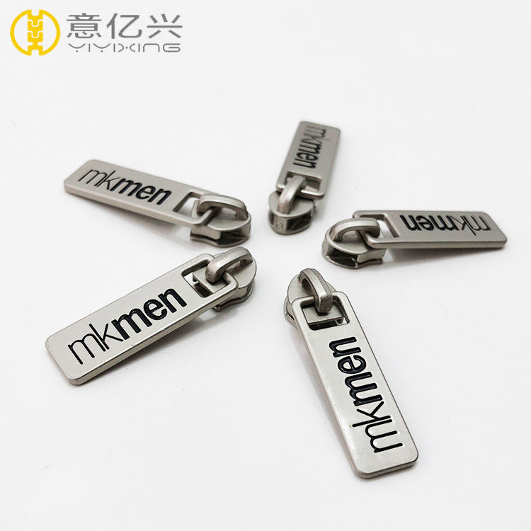 Custom Logo Silver Color Zipper Puller Metal Zip Slider For Bag