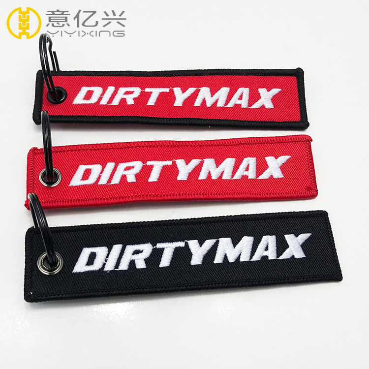 Custom Double Sided Logo Design Fabric Embroidered Keychain For Airplane