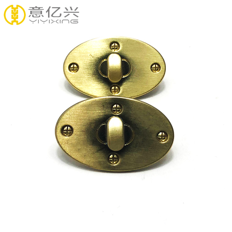 Custom Fashion Handbag Hardware Oval Metal Bag Twist Turn Lock