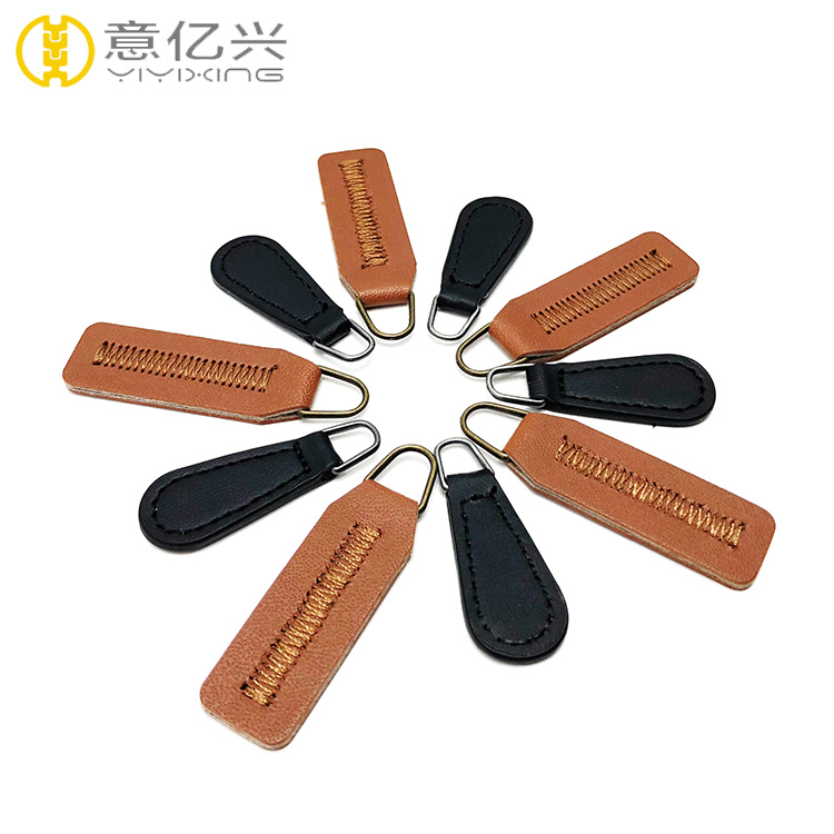 custom color high quality leather zipper puller for bag
