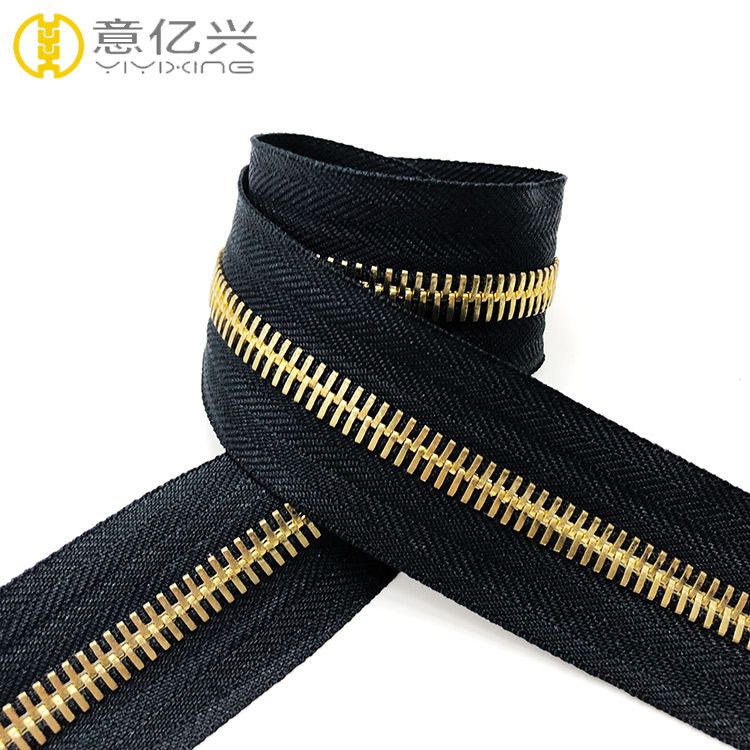 #8 Gold teeth long chain metal zippers roll