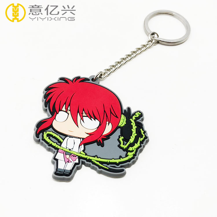 Promotional custom logo shaped rubber keychain anime