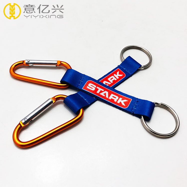 Custom Logo Printed Aluminum Keyring Carabiner Keychain Lanyard