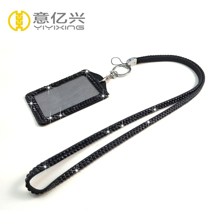 New products 2018 black sparkling rhinestone lanyard