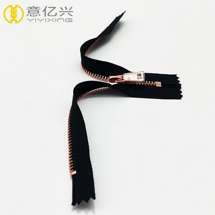 wholesale price custom zip, fancy rose gold metal zipper, rose gold zipper