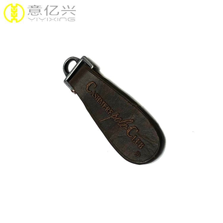 Custom decorative zipper slider with leather zipper puller for garmentsNylon zipper wholesale
