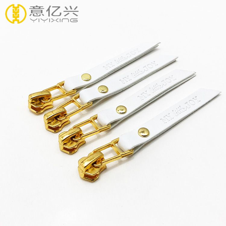 Custom Logo Design PU Leather Zipper Slider Puller