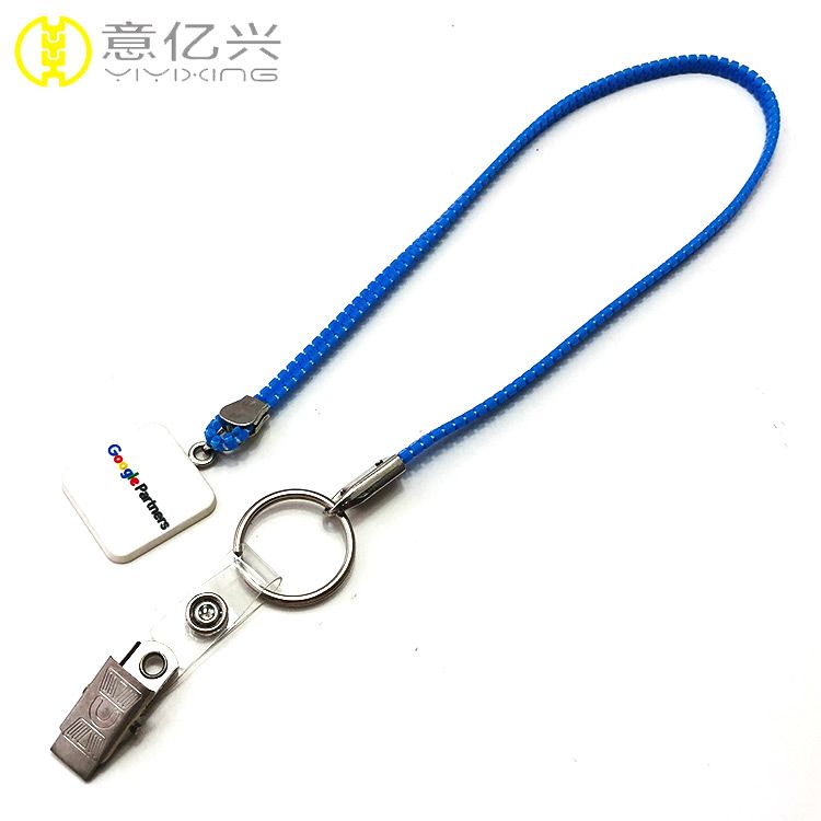 Top Sale Custom Plastic Zip Pouch Zipper Lanyard With Metal HookNylon