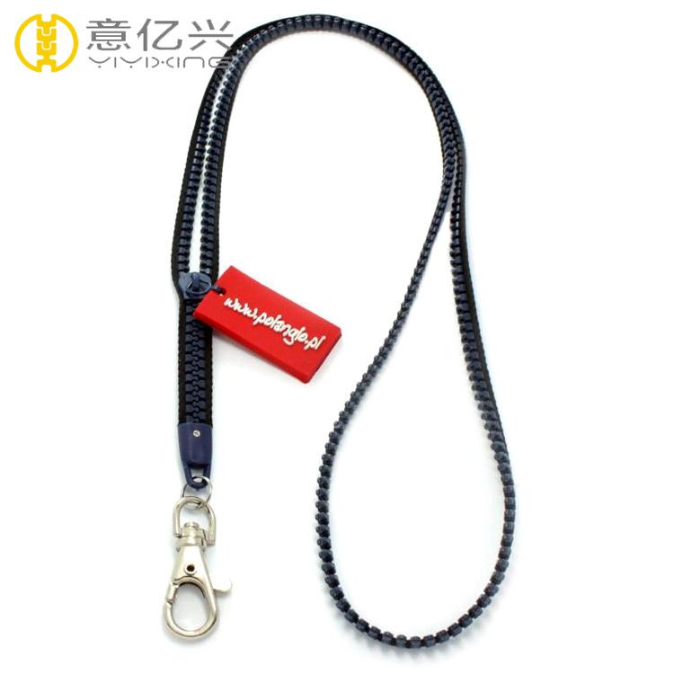 Top Sale Custom Plastic Zip Pouch Zipper Lanyard With Metal HookNylon