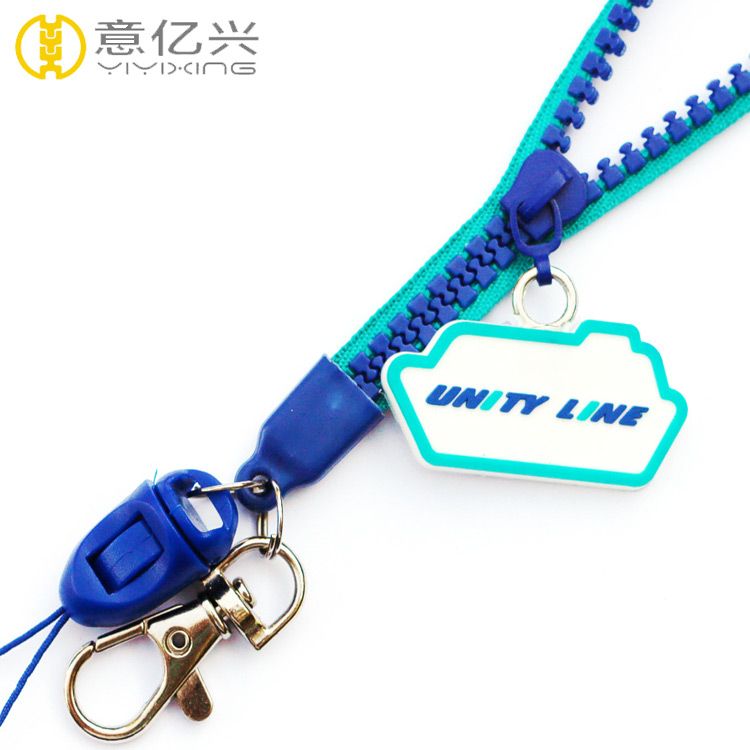 Top Sale Custom Plastic Zip Pouch Zipper Lanyard With Metal HookNylon