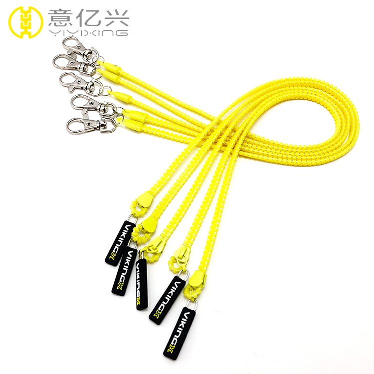 Top Sale Custom Plastic Zip Pouch Zipper Lanyard With Metal HookNylon