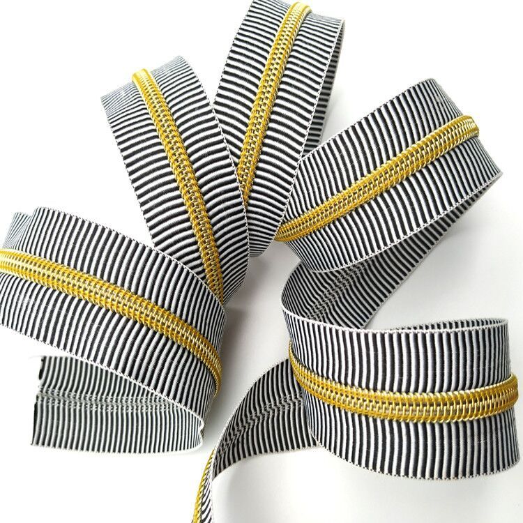 #5 Black and white striped zipper, nylon zipper, colorful zipper